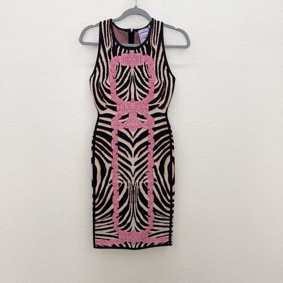 Herve Leger Art Print Knit Bodycon Sleeveless Dress Womens sz Small Nicki Minaj - Picture 2 of 9